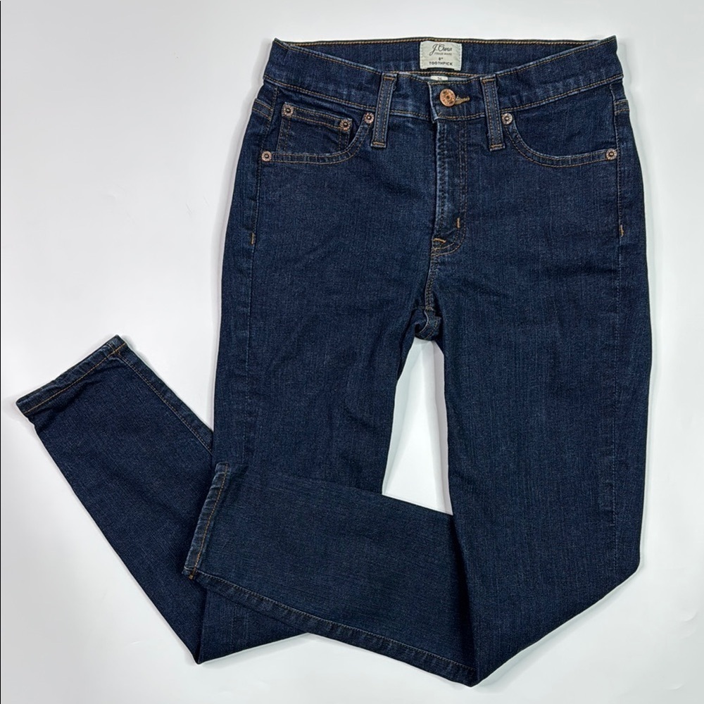 J.Crew 8" Toothpick Dark Wash Skinny Jeans Size 26